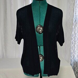 Rafaella Black Sheer Open-Front Cardigan – Lightweight & Elegant